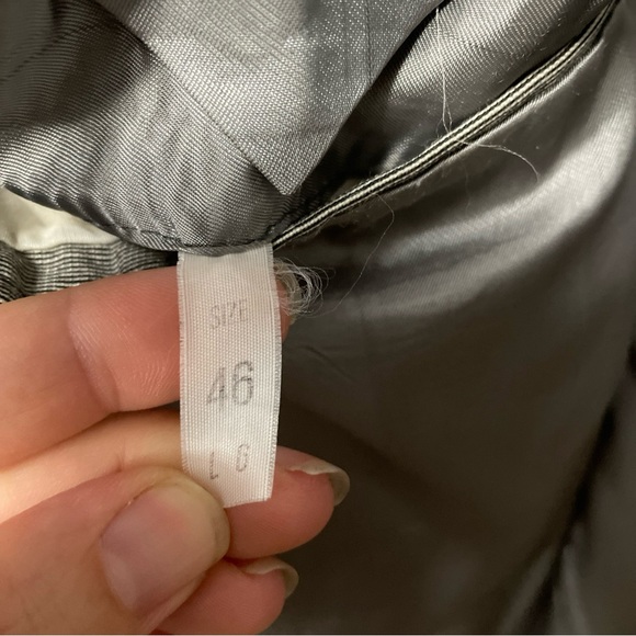 Mens Gian Giacomo Soleri Wool Blazer Size 46 LG Gray Double Breasted Peak Lapel - Picture 3 of 14